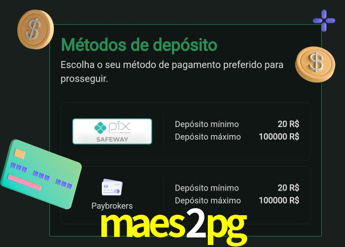 O cassino maes2pg oferece uma grande variedade de métodos de pagamento